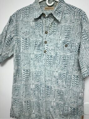 Ruff Hewn Summer Men's Sage Green Patterned Short-Sleeve Medium 100% Cotton